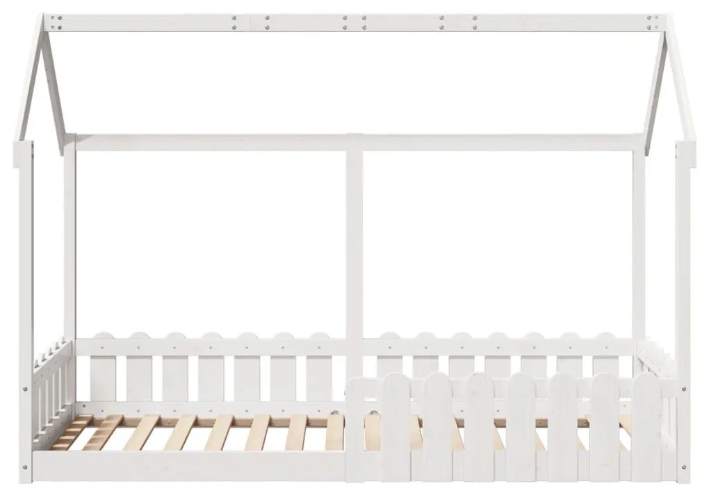 fehér tömör fenyőfa házikó gyerekágykeret 80 x 200 cm