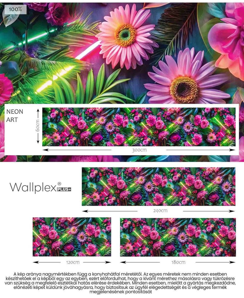 Wallplex konyhahátfal Neon Art (Méret: 60x120)