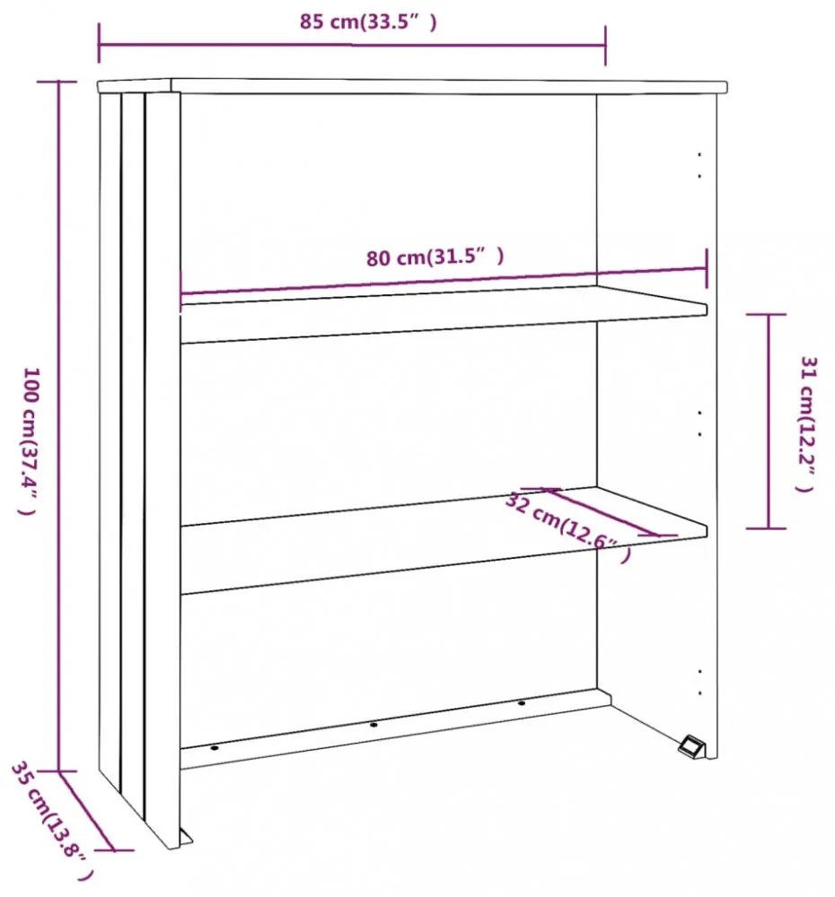 HAMAR fehér tömör fenyőfa felső szekrény 85 x 35 x 100 cm