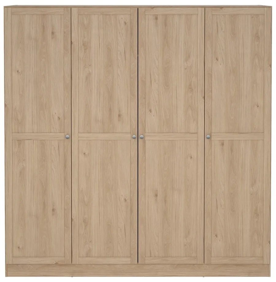 Natúr színű ruhásszekrény tölgyfa dekorral 195,5x200 cm Billund – Tvilum
