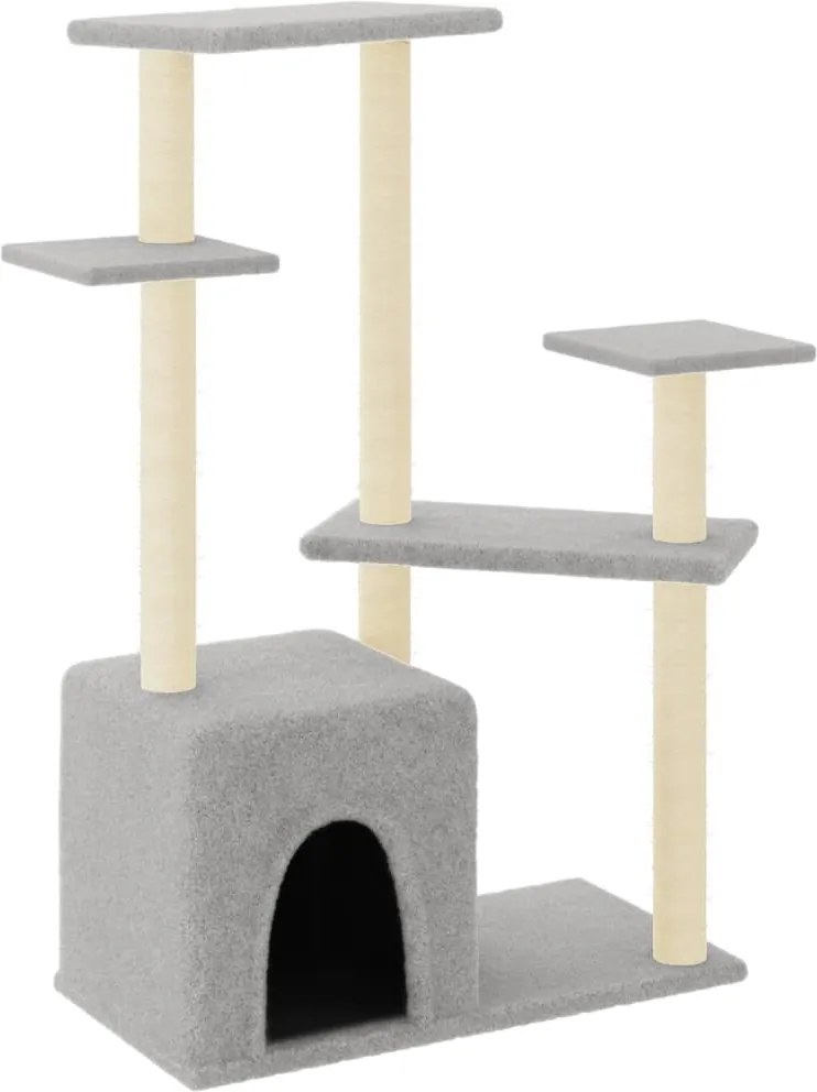 vidaXL világosszürke macskabútor szizál kaparófákkal 107,5 cm