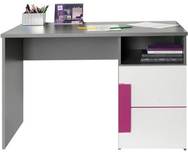 PC asztal, szürke|fehér|lila, LOBETE 21