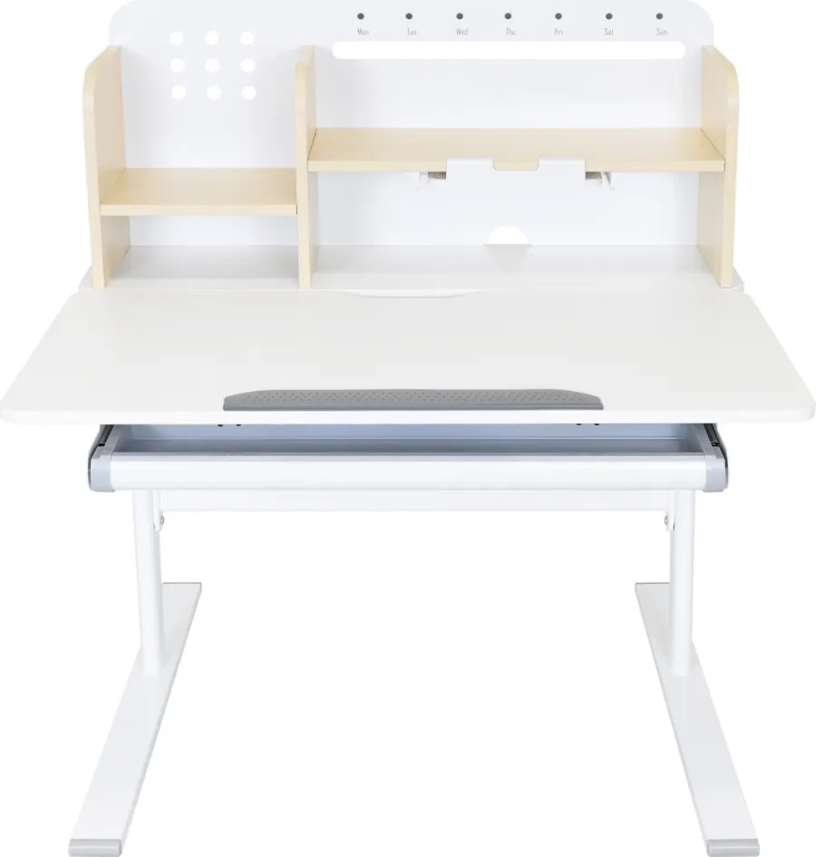 Növekvő íróasztal, természetes/fehér, ADAN