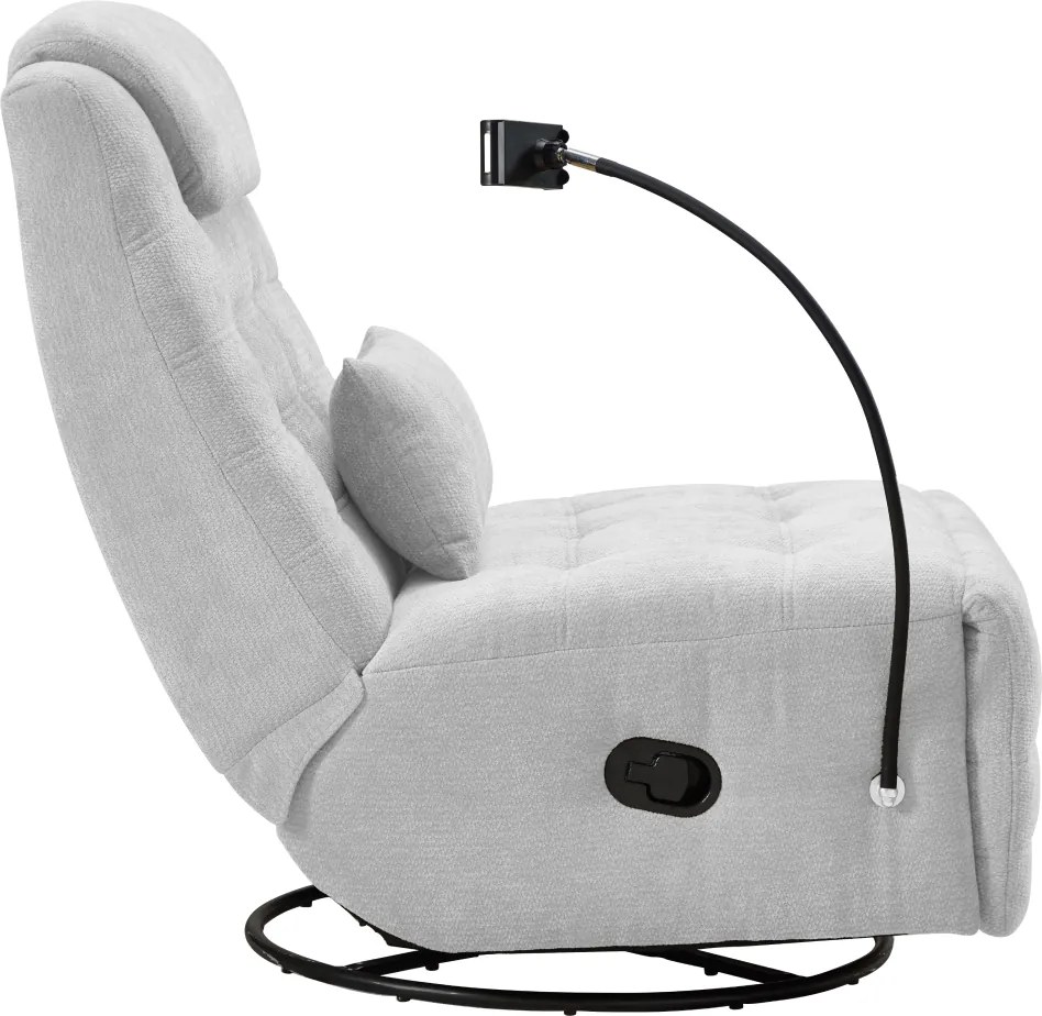 Luxus forgó fotel, hintafotel, világosszürke, UMBRO