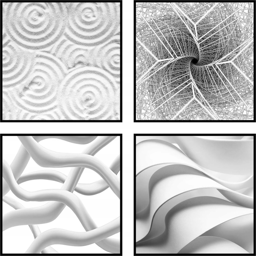 Négyzet alakú fekete-fehér poszter szett 4x 30x30cm