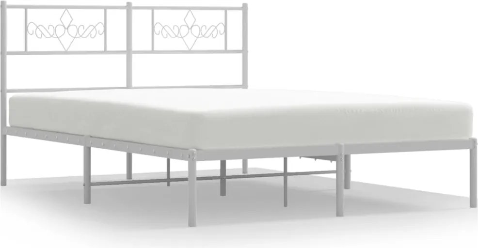 vidaXL fehér fém ágykeret fejtámlával 120 x 200 cm
