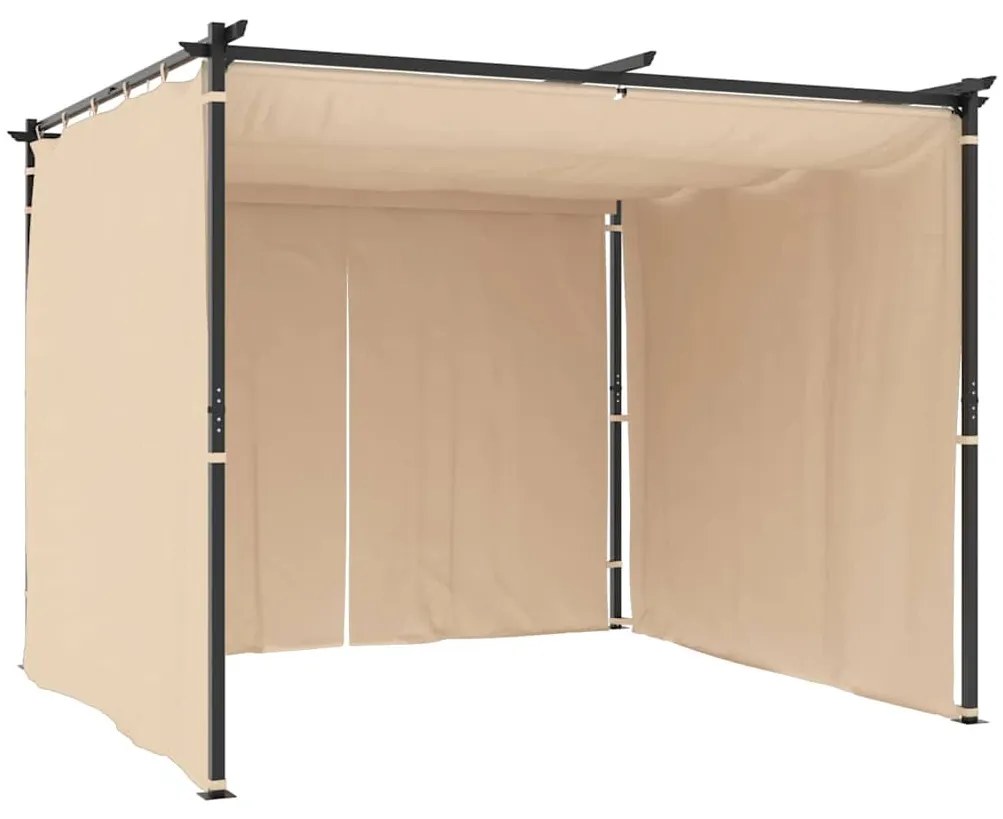 vidaXL krémszínű acél pavilon függönyökkel 3 x 3 m