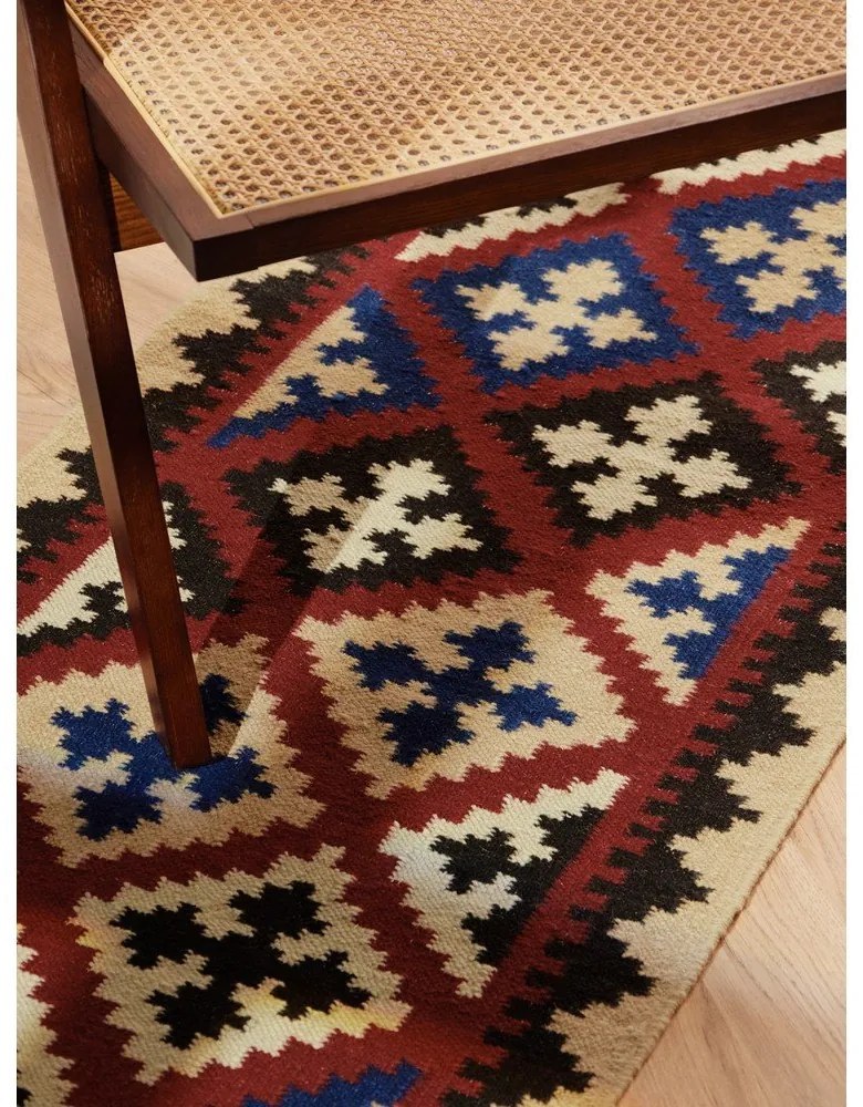 Piros kétoldalas kézi szövésű gyapjú futószőnyeg 60x190 cm Kamal Rami – Nouristan