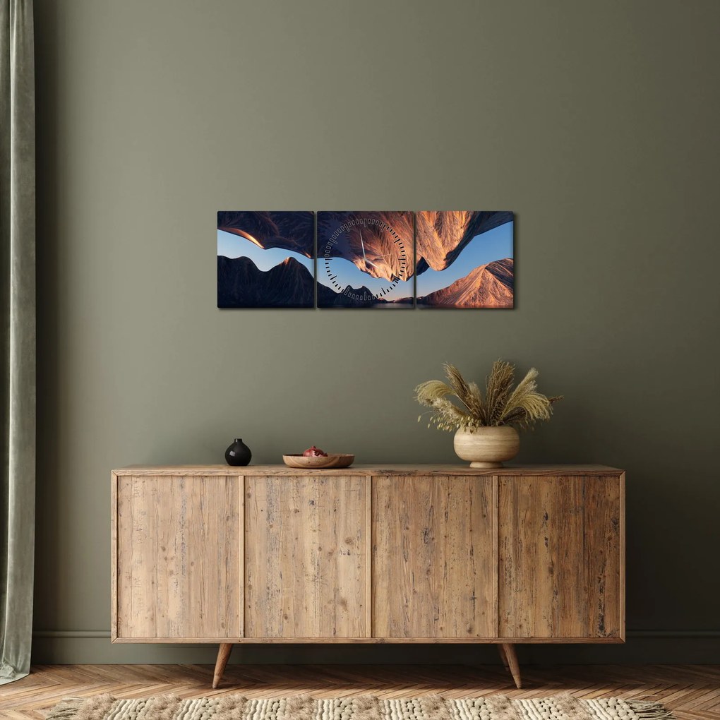 Kép - 3D sziklák (órával) (90x30 cm)