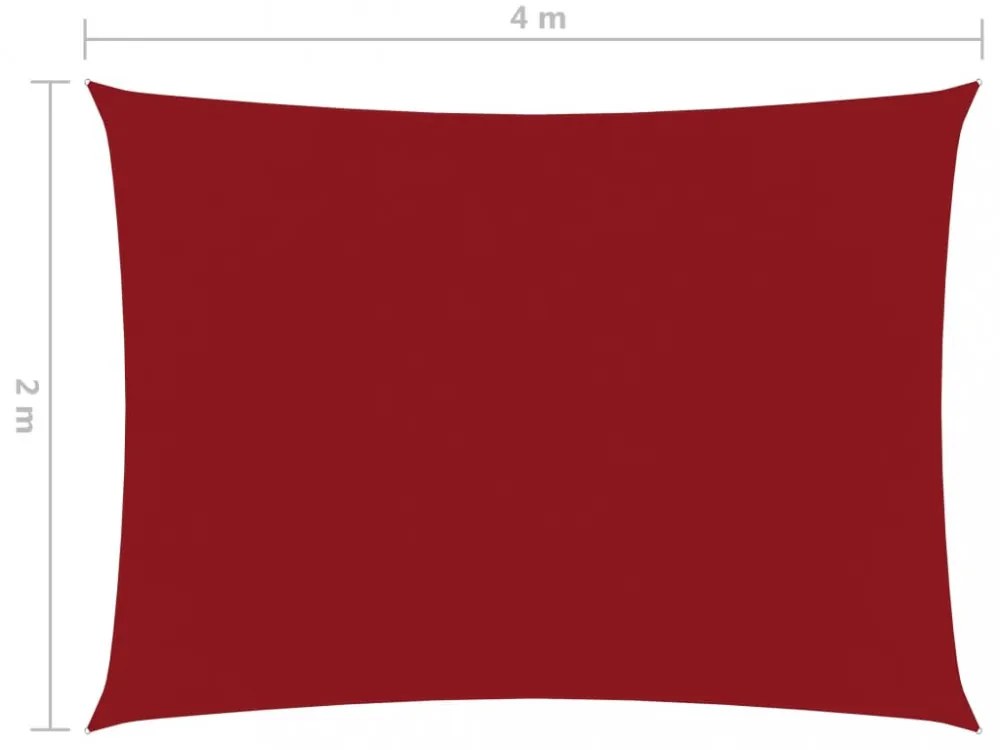 piros téglalap alakú oxford-szövet napvitorla 2 x 4 m