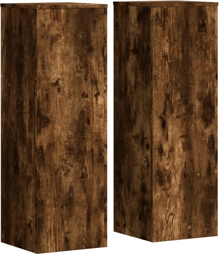 vidaXL 2 db füstös tölgy szerelt fa növénytartó állvány 33x33x100 cm