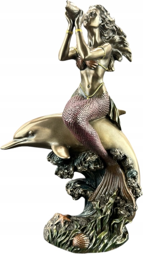 Hableány szobor delfin hátán Veronese WU78235A4