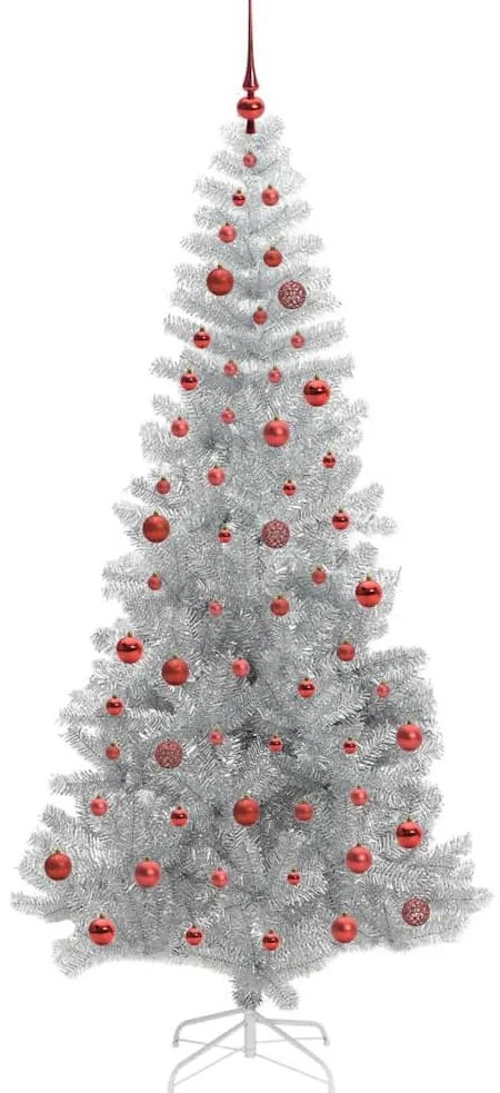 Karácsonyfa 300 LED-del állvánnyal Ezüst 210 cm PET