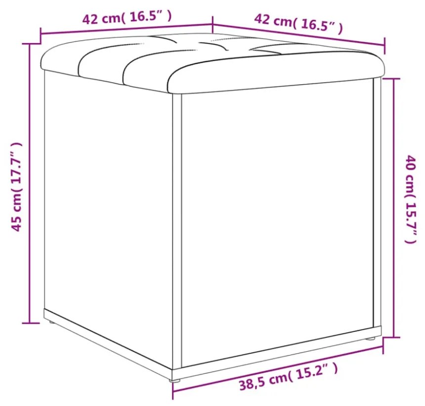 betonszürke szerelt fa tárolópad 42 x 42 x 45 cm