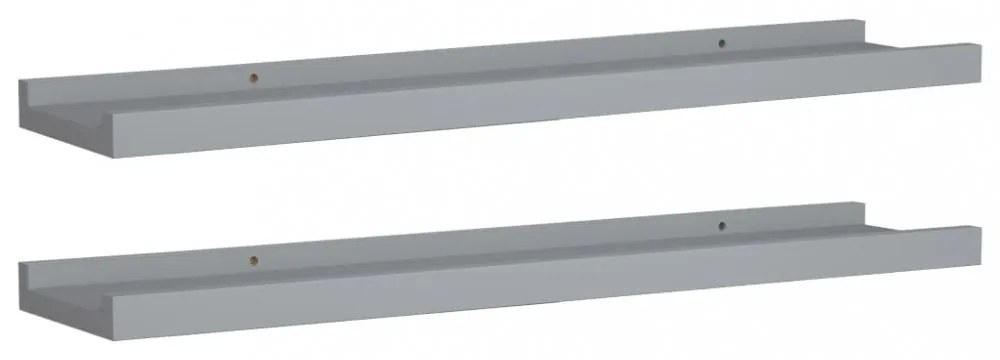 2 db szürke MDF szegélypolc képkeretekhez 60 x 9 x 3 cm