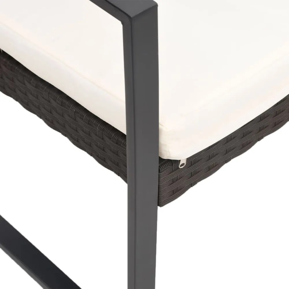 vidaXL 5 részes barna polyrattan kerti étkezőgarnitúra párnákkal