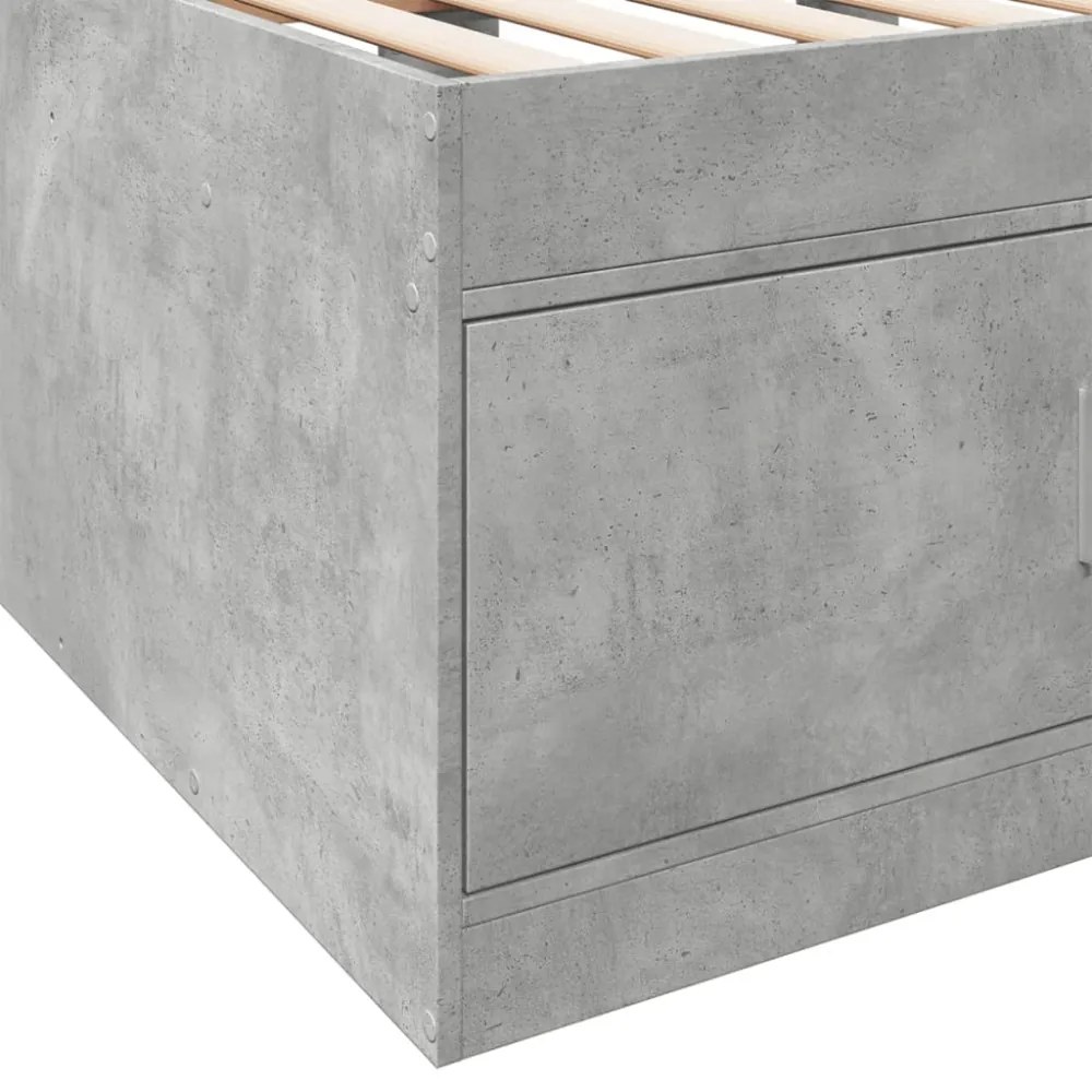 betonszürke kanapéágy fiókkal matrac nélkül 100x200 cm