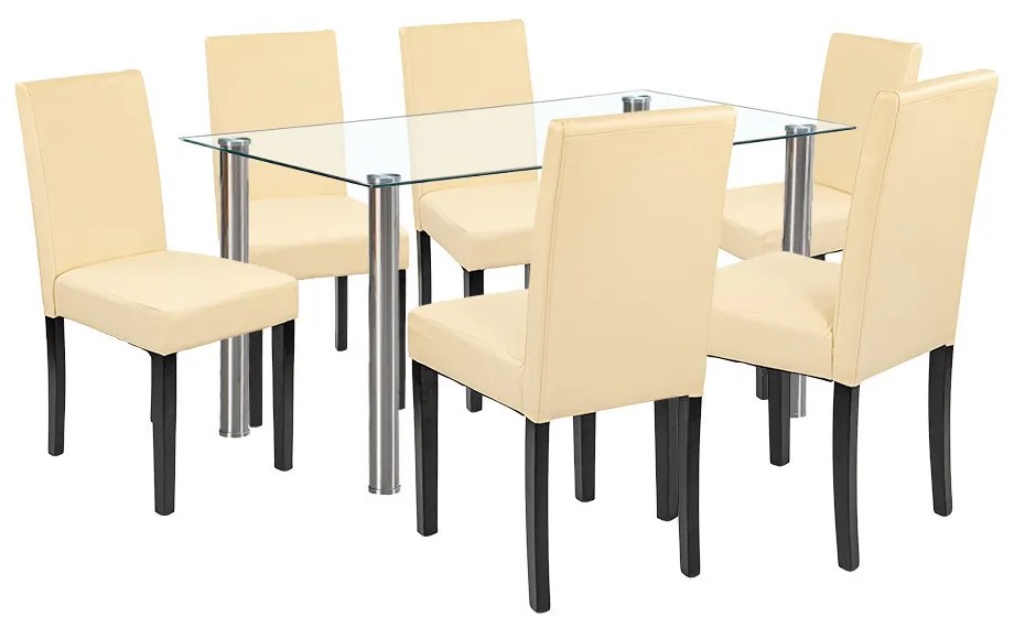 Cadiz 6+1 étkező garnitúra fehér-bézs