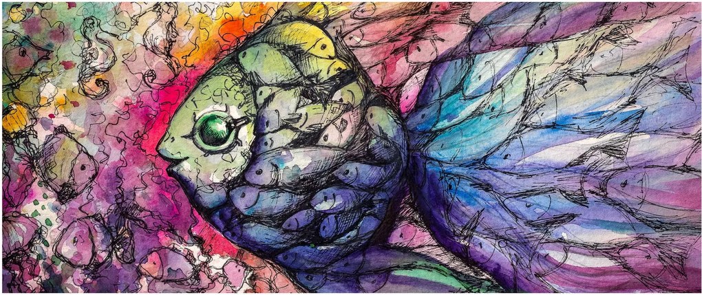 Kép - színes hal (120x50 cm)