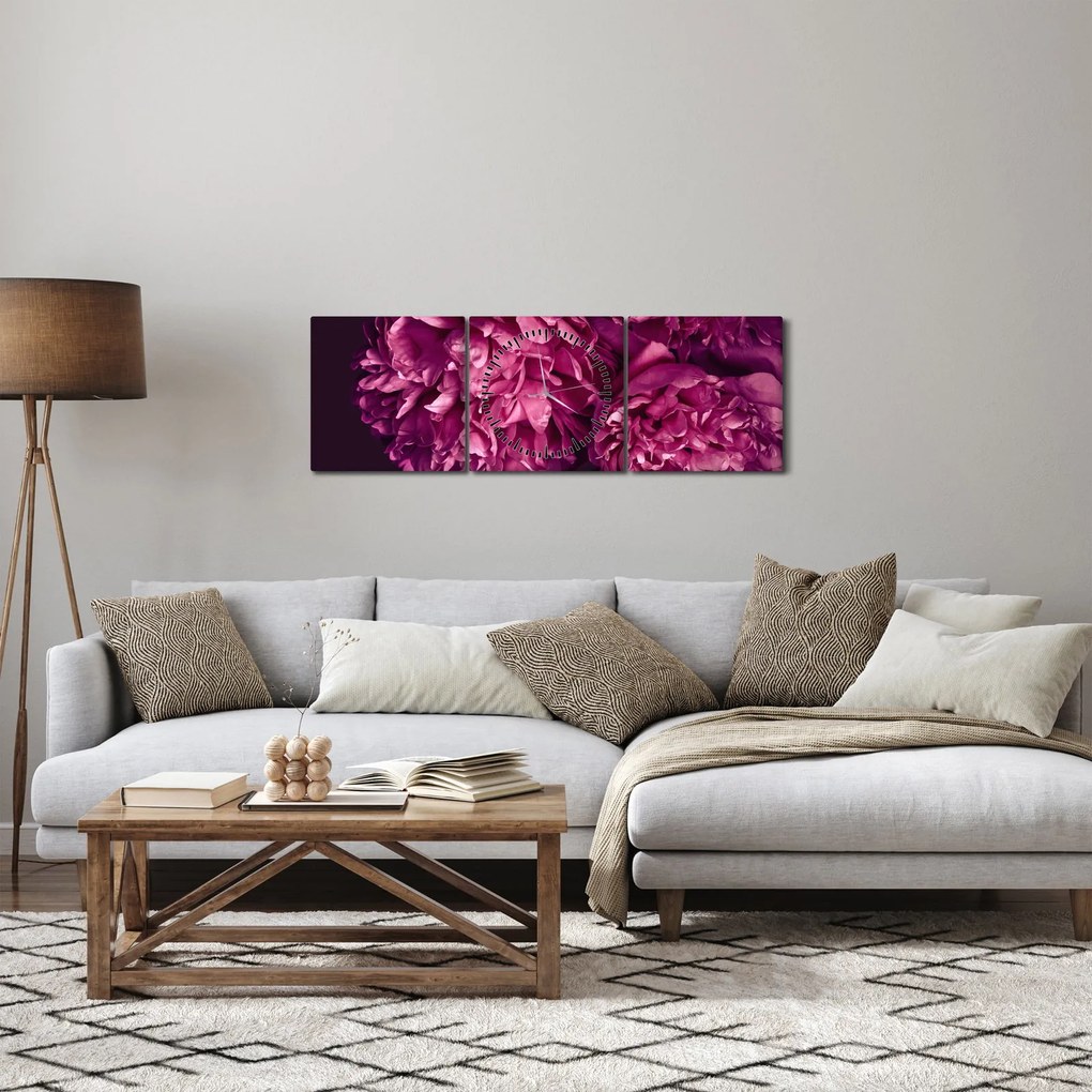 Kép - Csokor pünkösdi rózsa (órával) (90x30 cm)