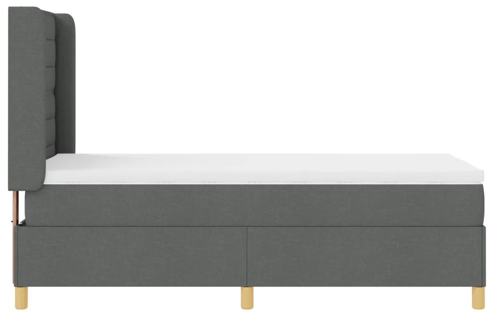 Boxspring Ágy Matrac és LED sötétszürke 90x200 cm Szövet