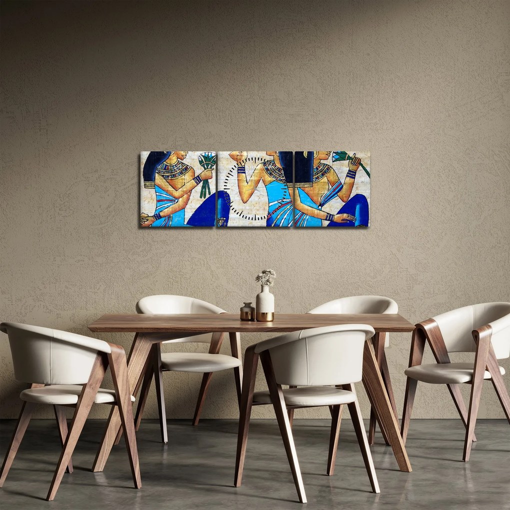 Kép - egyiptomi festmények (órával) (90x30 cm)