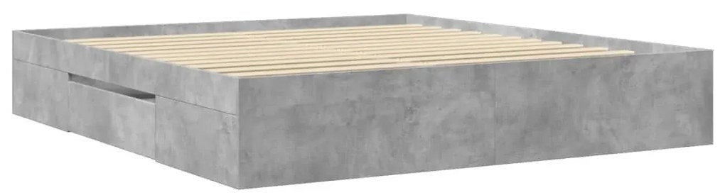 betonszürke szerelt fa ágykeret matrac nélkül 180 x 200 cm