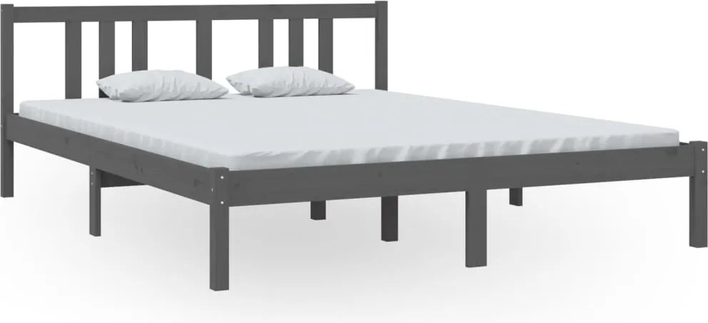 vidaXL King Size szürke tömör fa ágykeret 150 x 200 cm