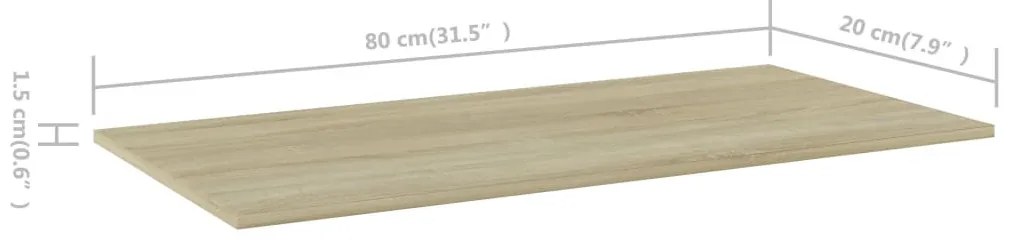 4 db sonoma-tölgy színű forgácslap könyvespolc lap 80x20x1,5 cm