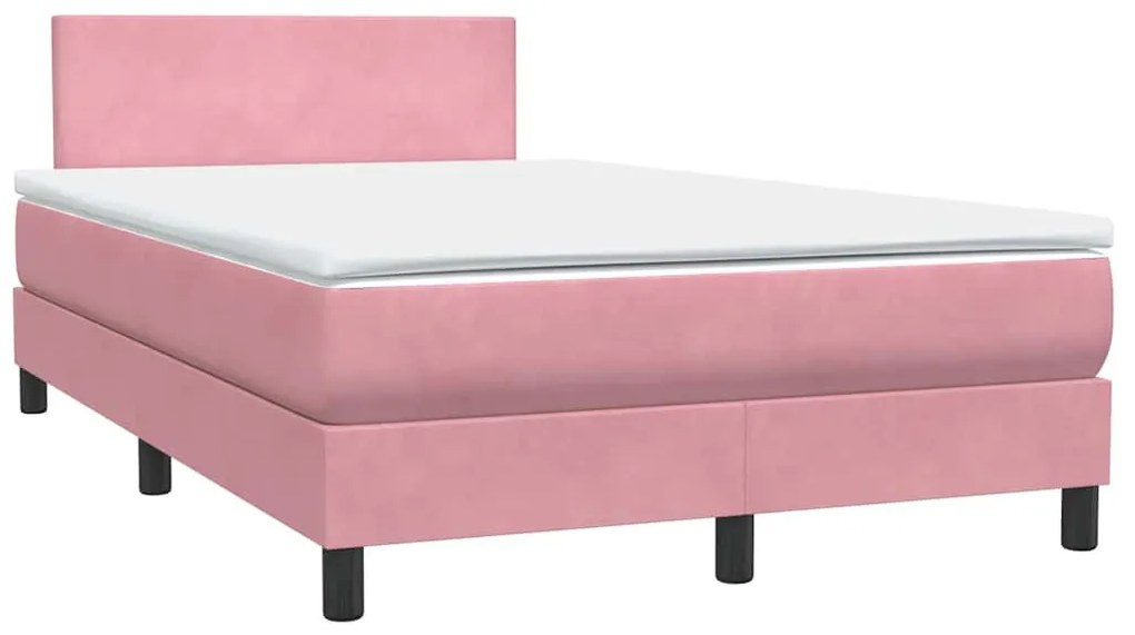 vidaXL rózsaszín bársony rugós és LED-es ágy matraccal 120x220 cm