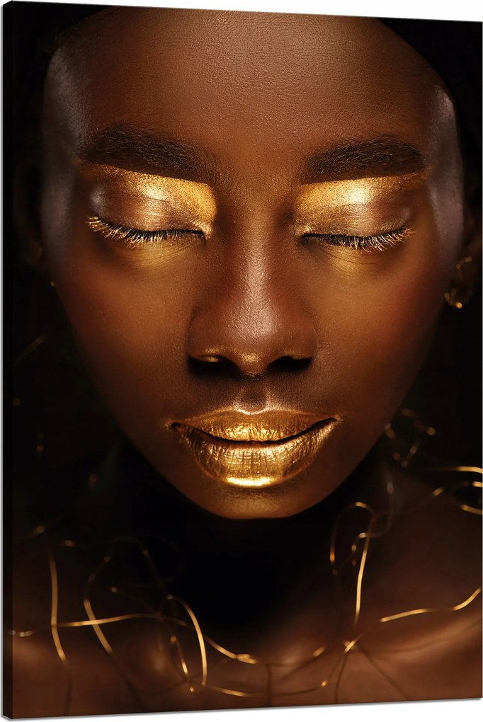 Vászonkép Nő Arc Arany Elemek 80x120 cm Ideális ajándék