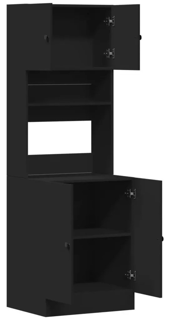 fekete szerelt fa konyhaszekrény 60 x 50 x 180 cm