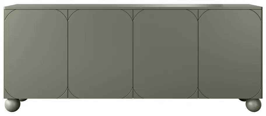 Sonatia II négyajtós komód, gömb lábakon - 200 cm - oliva színű