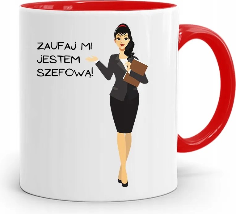 Piros Bögre A Főnöknek Bízz Bennem! Ajándék fényképes nyomattal