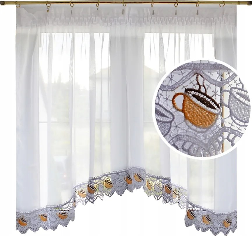 Konyhai Függöny Fátyol Kávé 200x100 cm