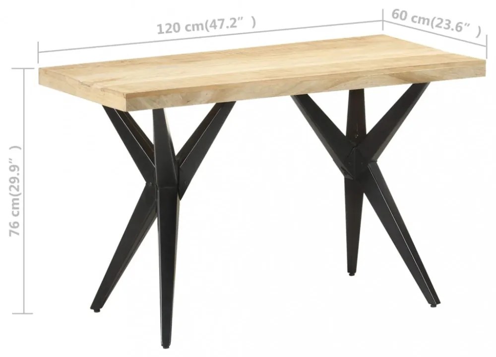 tömör mangófa étkezőasztal 120 x 60 x 76 cm