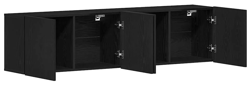 2 db fekete tölgyfa TV-szekrény 160 x 30 x 41 cm