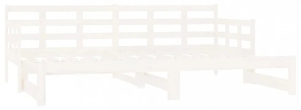 fehér tömör fenyőfa kihúzható kanapéágy 2 x (80 x 200) cm