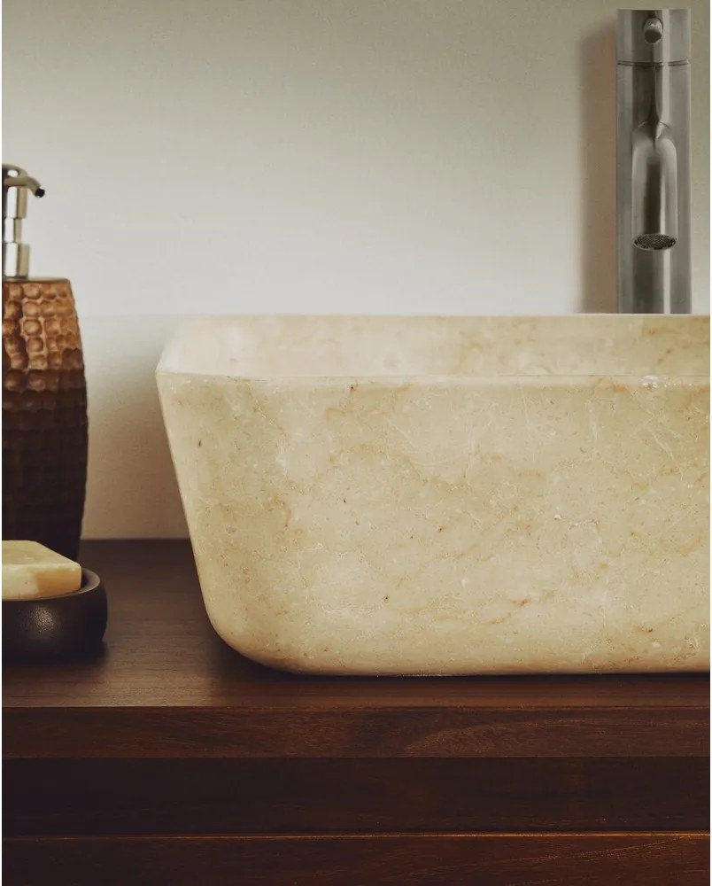 Bézs kő mosdókagyló 40x40 cm Darnen – Kave Home