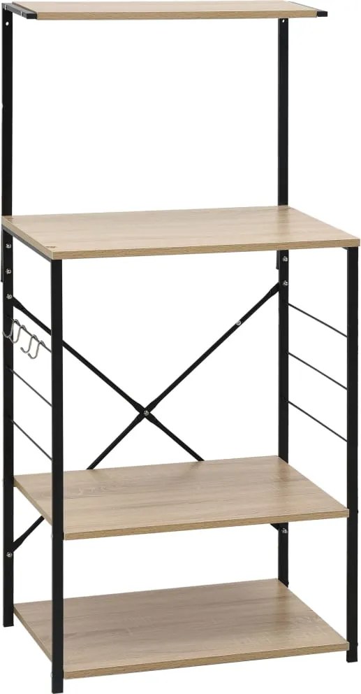 vidaXL fekete-tölgyszínű szerelt fa mikrosütő szekrény 60x39,6x123 cm