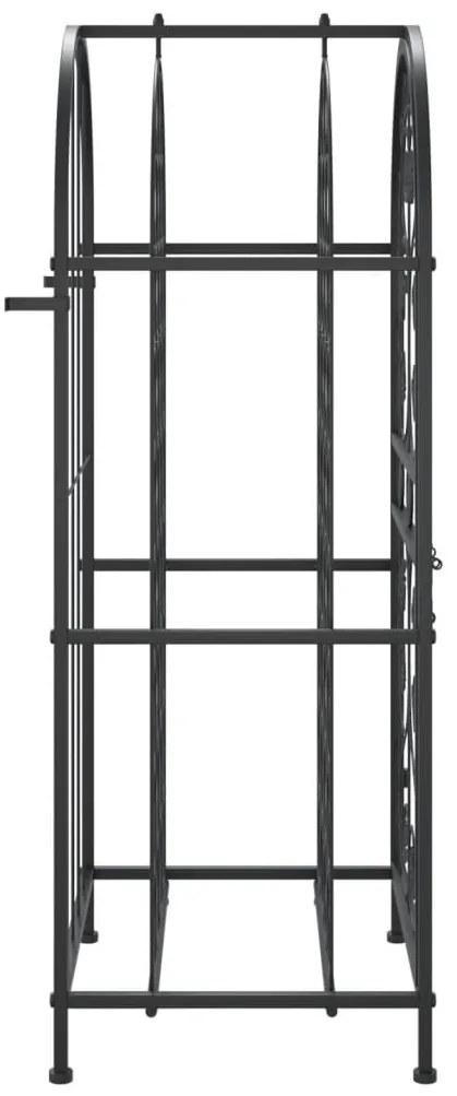 Fekete kovácsoltvas bortartó 33 palackhoz 45 x 36 x 100 cm