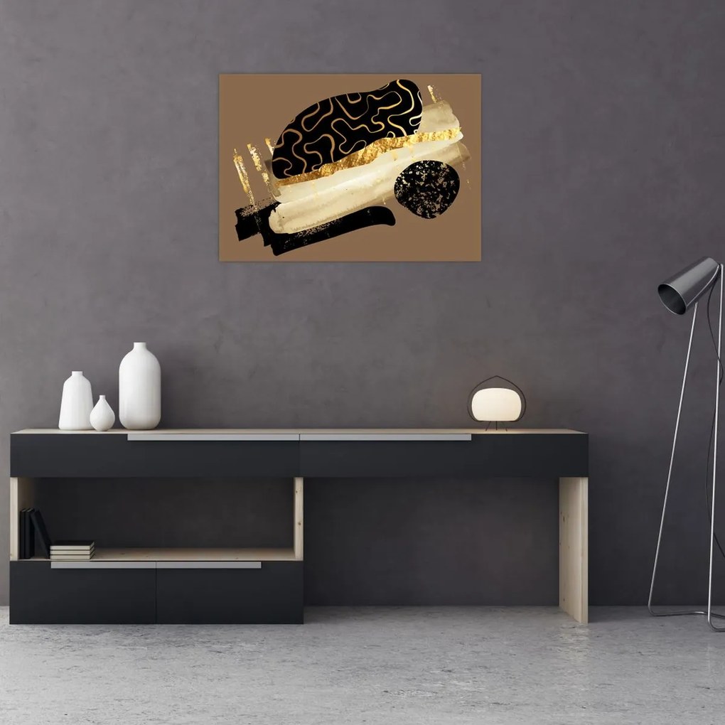 Üveg kép - Absztrakció aranybarna N⁰3 (70x50 cm)