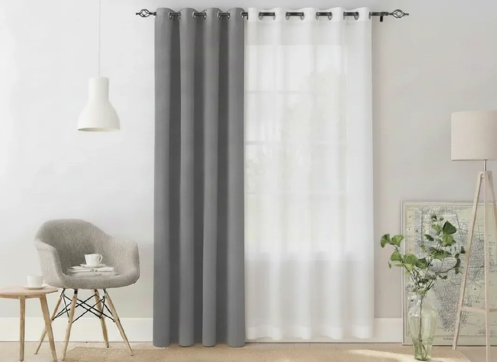 Világosszürke OXFORD függöny 140x270 cm Felfüggesztés: Hullámos sínszalag