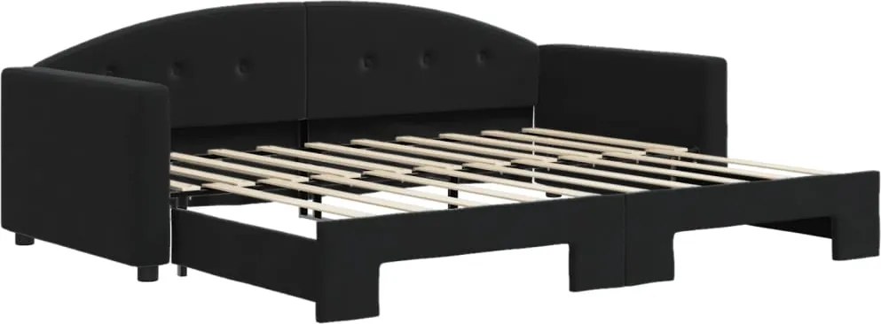 vidaXL fekete kihúzható bársonyheverő 90 x 190 cm
