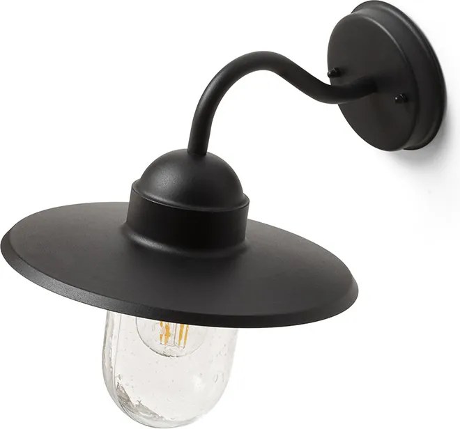 RENDL BEACON fali lámpa fekete strukturált üveg 230V LED E27 15W IP44