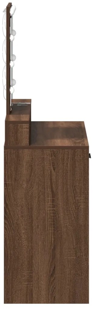 vidaXL Öltözködőasztal fiókkal tükörrel Barna 79 x 41 x 140 cm Faanyag