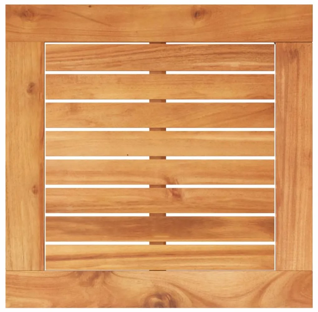 fekete polyrattan és akácfa kerti asztal 38 x 38 x 42 cm