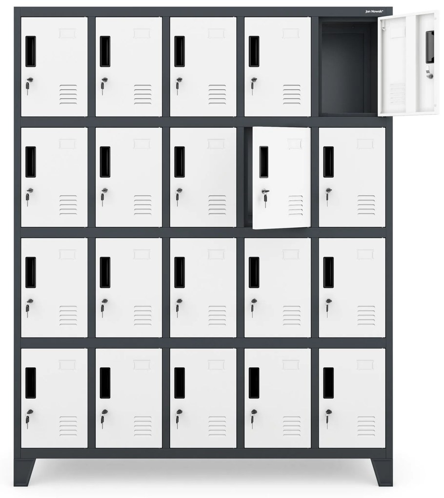 Rekeszes szekrény ROBERT, 1360 x 1720 x 450 mm, antracit-fehér