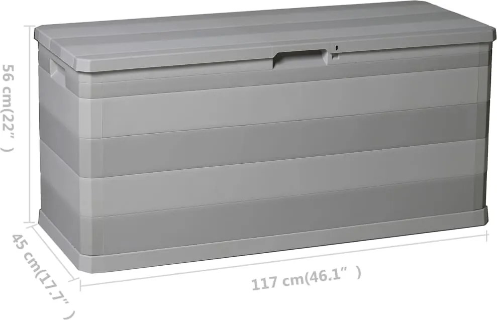 Szürke Kerti Tárolóláda 117 X 45 X 56 Cm