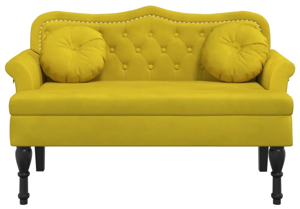 sárga bársony pad párnákkal 120,5 x 65 x 75 cm